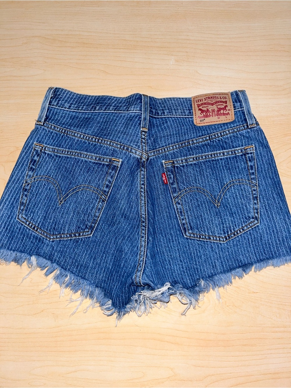 Levi's 501 Women's Blue Distressed Denim Cutoff Shorts